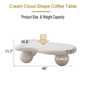 English Elm 40 Inch Cloud Shaped Coffee Table In Cream White - Stylish Storage Solution For Modern Living Spaces W1435S00010