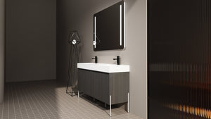 English Elm 60" Freestanding Bathroom Vanity with Dual Resin Sinks, Spacious Soft-Close Cabinet Storage, Durable Finish Dark Oak W1972S00016