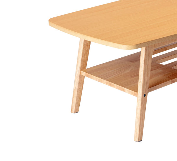 English Elm Nilda Two-tone Oak Coffee Table with Walnut Top and Dual Open Storage Shelves Natural B2749P413293