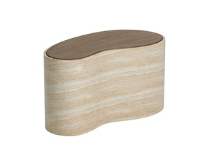 Sunpan ISHIKO Coffee Table - Sculptural Design with Warm Wood-Effect Top & Concrete Base for Modern Spaces 112579