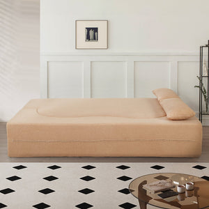 English Elm 2-in-1 Convertible Sofa Bed - Full Size Folding Loveseat with Plush Teddy Fabric, No Assembly Needed Apricot W3163P322892