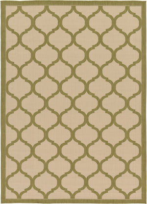 Unique Loom Outdoor Trellis Moroccan Machine Made Geometric Rug Beige and Olive, Beige/Green 7' 1" x 10' 0"