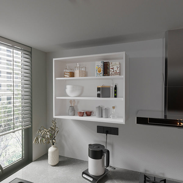 English Elm Meeker Wall Cabinet White - Modern Engineered Wood Kitchen Storage with 3 Spacious Shelves, Easy Mounting B092P245421