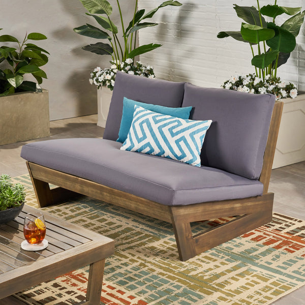 English Elm Christopher Knight Home® - SHERWOOD Loveseat with Acacia Wood Frame, Water-Resistant Cushions & Slatted Paneling for Patio Comfort and Durability DARK GREY 64868.00DGRY