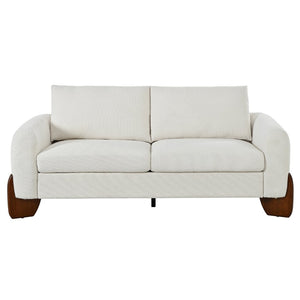 English Elm U_style Bouclé 3 Piece Living Room Sofa Set with Loveseat and Two Accent Armchairs Beige WY000479AAA