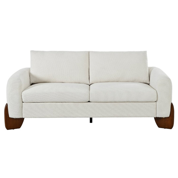 English Elm U_style Bouclé 3 Piece Living Room Sofa Set with Loveseat and Two Accent Armchairs Beige WY000479AAA