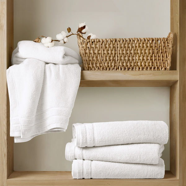 JLA Home Comfort Spaces - Quick Quick Dry 100% Cotton Towel Set — 400 GSM Plush, Fast-Drying, Oeko-Tex Certified, Durable Value Pack White AM73-0245