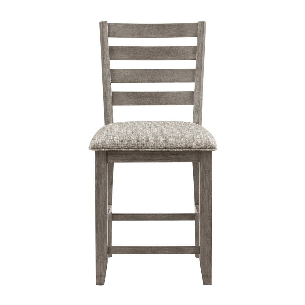 English Elm Gray Ladder Back Counter Height Dining Chairs Set of 2 Beige Upholstered Seats B011P482240