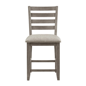 English Elm Gray Ladder Back Counter Height Dining Chairs Set of 2 Beige Upholstered Seats B011P482240
