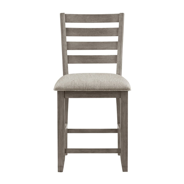 English Elm Gray Ladder Back Counter Height Dining Chairs Set of 2 Beige Upholstered Seats B011P482240