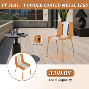 English Elm Summer 5 Piece Round Polypropylene Dining Set Uv Resistant Striped Indoor Outdoor Patio Beige,Tropical Orange,White W3450S00040