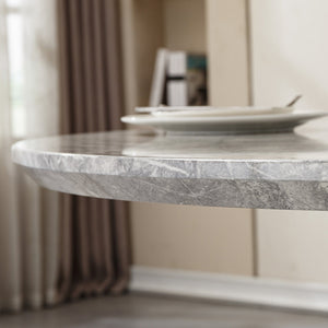 English Elm 47" Round Marble Dining Table - Chic Faux Marble Top & Gold Stainless Steel Base - Versatile & Durable Design For Any Space W3456S00009