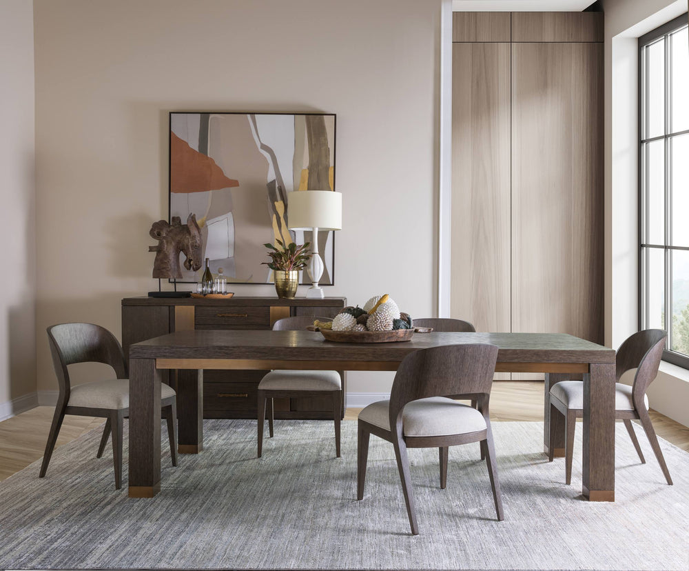 Lexington Andare Parsons Rectangular Dining Table Seats Eight with Brass Accents Rich Brown 2371-877