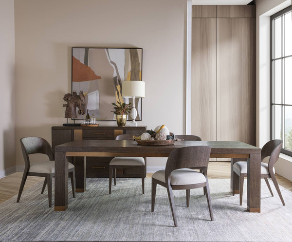 Lexington Andare Parsons Rectangular Dining Table Seats Eight with Brass Accents Rich Brown 2371-877