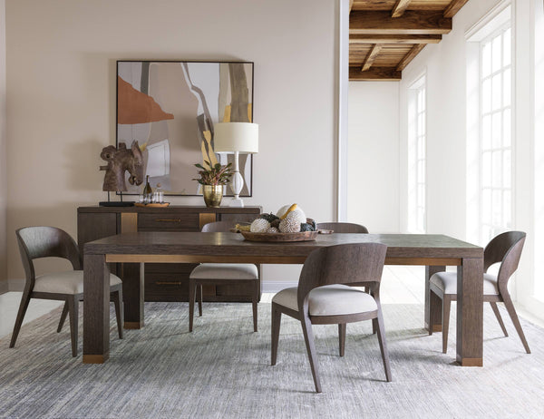 Lexington Andare Parsons Rectangular Dining Table Seats Eight with Brass Accents Rich Brown 2371-877