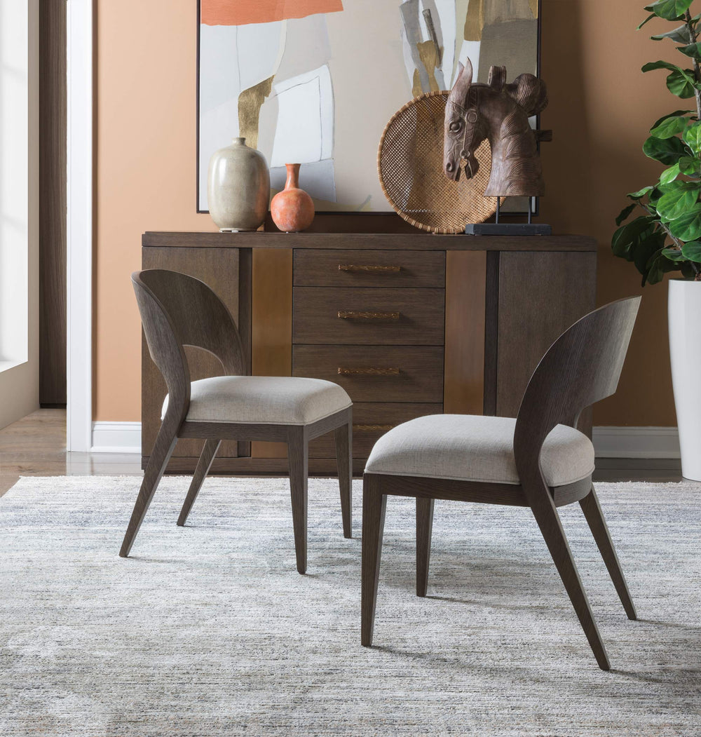 Lexington Andare Sculpted Dining Chair Solid White Oak Frame Linen Weave Upholstery Modern 2371-880-01