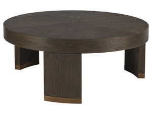 Lexington Andare Round White Oak Coffee Table with Brass Ferrules for Modern Living Rooms 2371-943