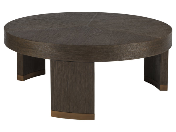 Lexington Andare Round White Oak Coffee Table with Brass Ferrules for Modern Living Rooms 2371-943