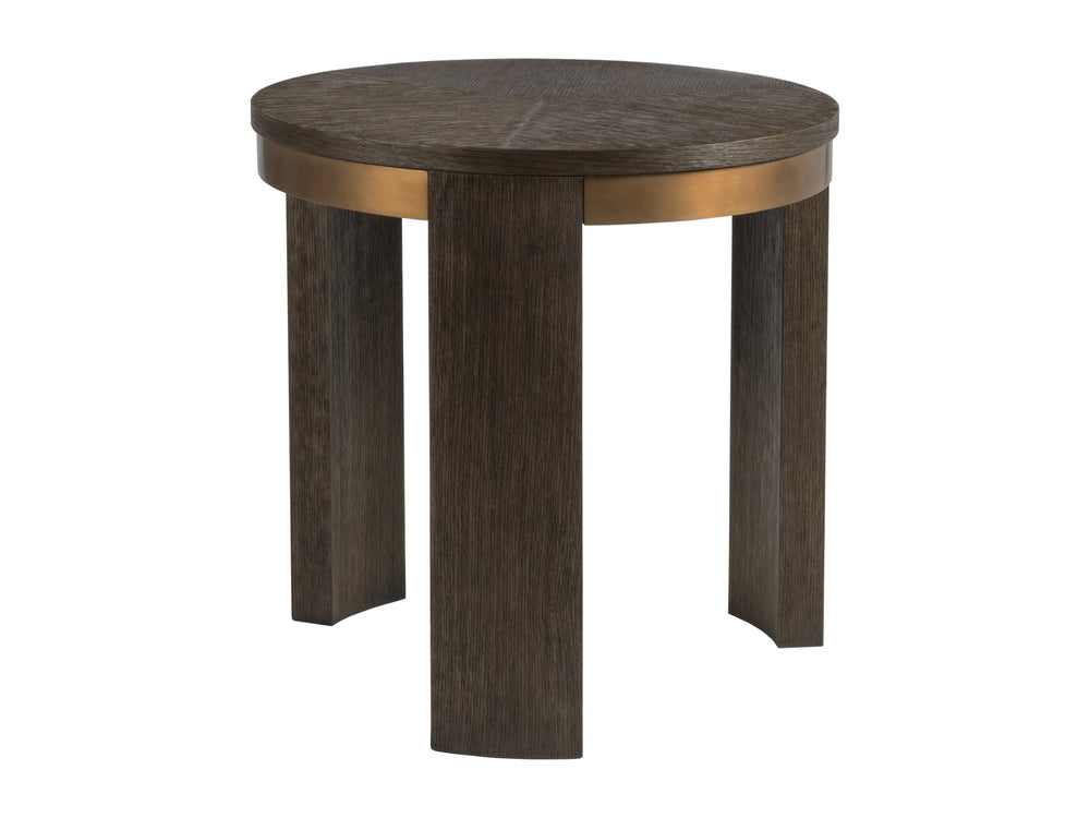 Lexington Andare Round White Oak End Table with Brass Ferrules for Modern Living Rooms 2371-953