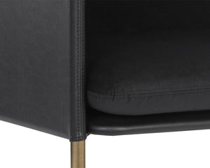 Sunpan Bellevue Lounge Chair - Elegant Upholstered Design with Antique Brass Frame and Unique Textures Abbington Black / Bravo Black