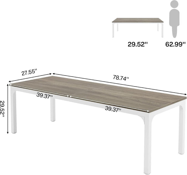 English Elm Dual Workstation Computer Desk with Iron Pipe Legs for Two Person Home Office Taupe T3971P460790
