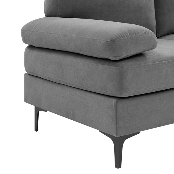English Elm Polyester Blend U-shape Sectional with Double Chaise and Black Metal Legs B2748S00038