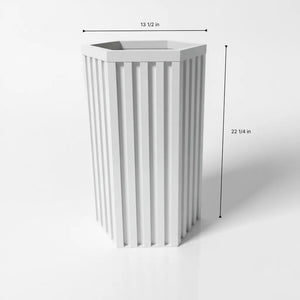 English Elm Hexagon Column Aluminum Outdoor Planter Geometric Architectural Patio Entryway Accent White B2755P462190