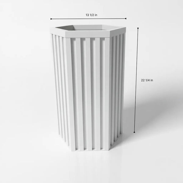 English Elm Hexagon Column Aluminum Outdoor Planter Geometric Architectural Patio Entryway Accent White B2755P462190