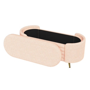 English Elm Modern Boucle Tufted Storage Ottoman Bench with Gold Legs for Bedroom or Entryway Pink N719P305628P