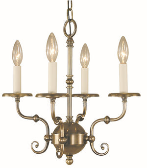 Framburg 4-light Rustic Jamestown Mini Chandelier - Handcrafted American Design For Timeless Elegance Antique Brass Metal 2374 Ab