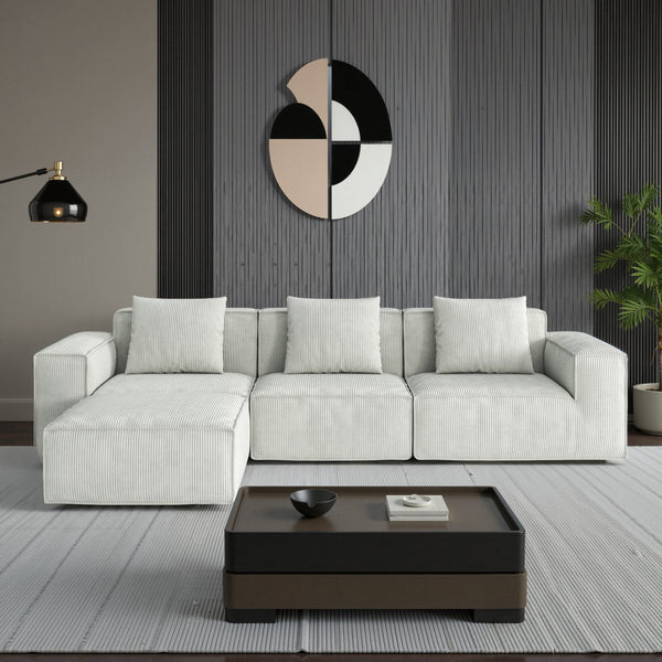 English Elm 118-Inch Modular Sofa Bed - Luxurious Cloud Velvet Fabric, Flexible Configurations & Comfort For All! W3147S00004