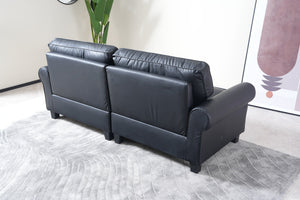 English Elm 75.6" Pets friendly Leather Rolled Arm Loveseat - Cat‑Scratch Resistant PU, Plush Cushions, Compact Black Sofa for Apartments W542P188787