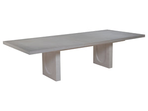 Solimar Wire-brushed White Oak Extendable Dining Table Seats Ten Arch Detail
