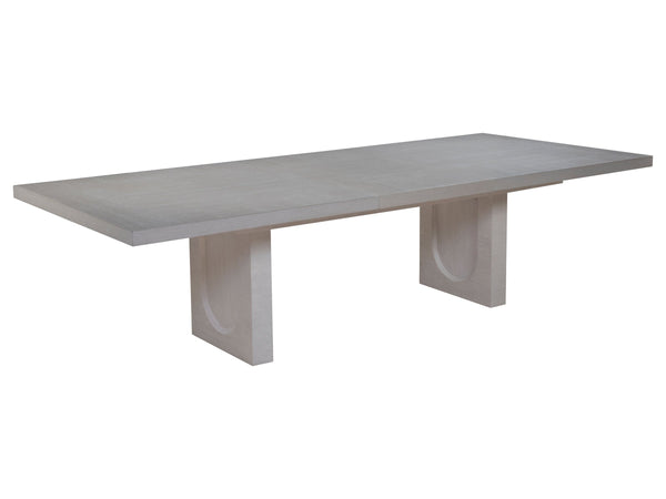 Solimar Wire-brushed White Oak Extendable Dining Table Seats Ten Arch Detail