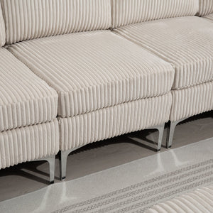 English Elm Convertible Sectional Sofa With Storage Ottoman, Cupholders & Usb Ports - Modern Comfort For Living Spaces W3098S00034