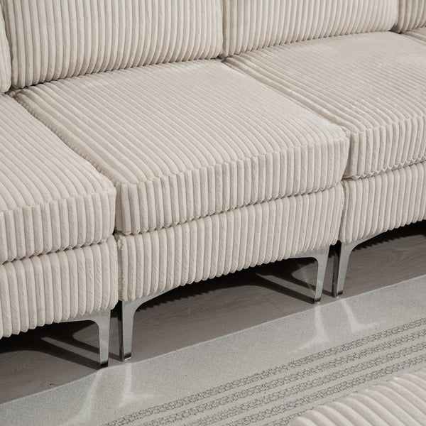 English Elm Convertible Sectional Sofa With Storage Ottoman, Cupholders & Usb Ports - Modern Comfort For Living Spaces W3098S00034