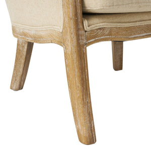English Elm Christopher Knight Home® - CRENSHAW Beige Fabric Wing Chair with Oak Frame — High-Back Cozy Armchair for Living Room Comfort 56614.00