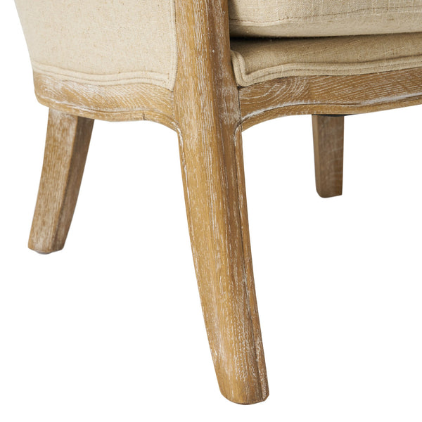 English Elm Christopher Knight Home® - CRENSHAW Beige Fabric Wing Chair with Oak Frame — High-Back Cozy Armchair for Living Room Comfort 56614.00