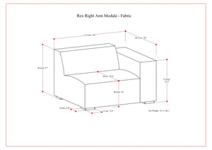 English Elm Rex Right Arm Sofa Module - Modern Versatile Seating With Eco-Friendly Upholstery & Comfort Design B136P199210-GIGA