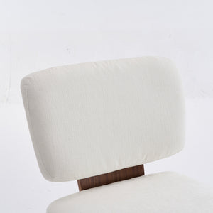 English Elm Linen Upholstered Armless Dining Chair with Smooth Casters for Easy Mobility, Versatile & Sleek Ivory W2069P324092