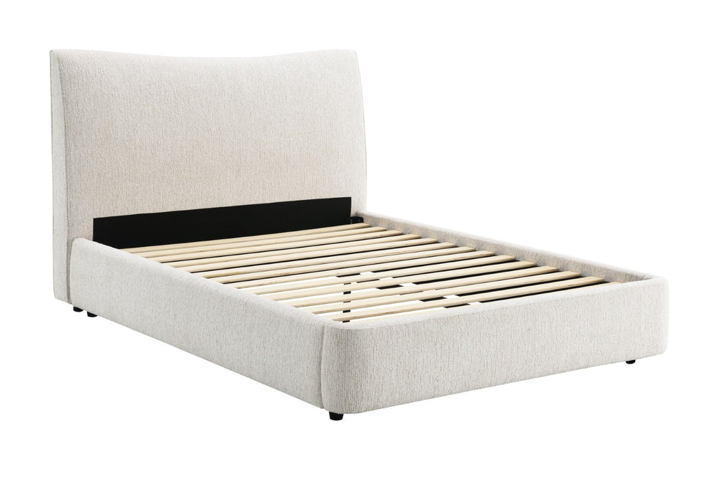 English Elm Renee Eastern King Upholstered Bed Beige Chenille Frame Padded Headboard Bedroom B2756S00013