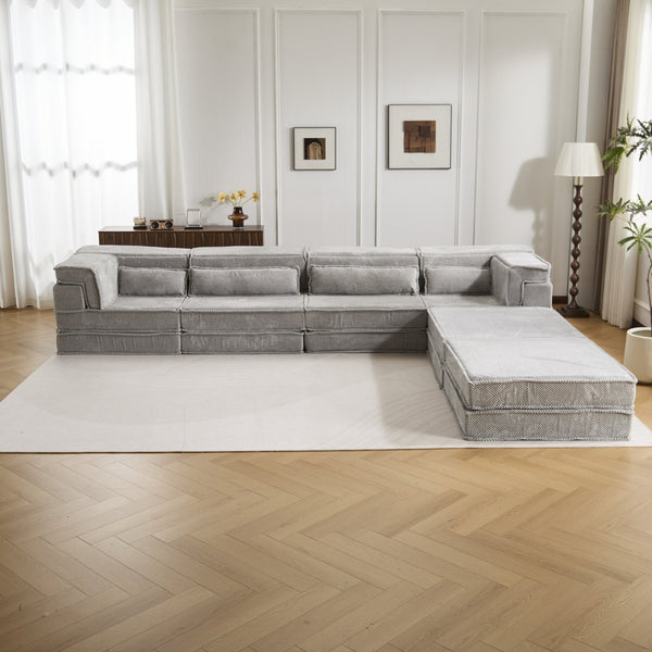 English Elm Compression Modular Floor Sofa Bed - Cozy, No Assembly Needed, Pet-Friendly, Light Grey - Versatile Comfort! W3723S00040