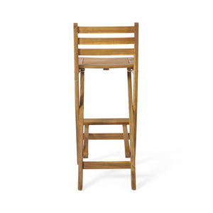 English Elm Outdoor Solid Acacia Folding Barstool Teak Finish Weather Resistant Patio Bar Seating N772P420065B