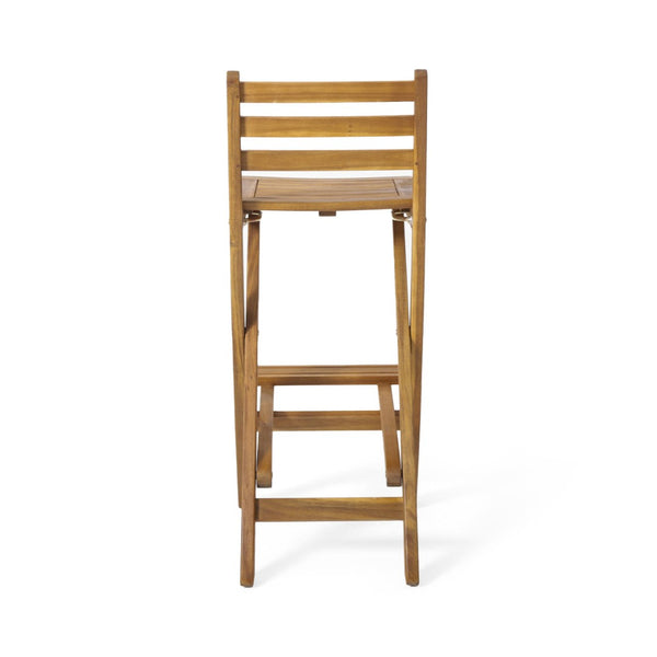 English Elm Outdoor Solid Acacia Folding Barstool Teak Finish Weather Resistant Patio Bar Seating N772P420065B