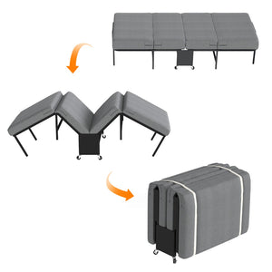 English Elm Twin Folding Guest Bed with Memory Foam Mattress Steel Frame and Lockable Casters T3963P481979