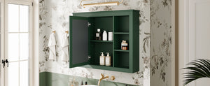English Elm 35'' Modern Medicine Cabinet Wall Mounted Mirror with Ample Storage, Adjustable Shelves & Towel Rod Green WF322917AAF