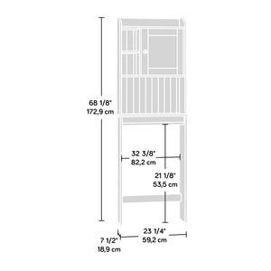 English Elm Etagere, White finish - Moisture-Resistant Engineered Wood Bathroom Shelf with Adjustable Shelves & Cabinet (39.88x15.87) B356P402790