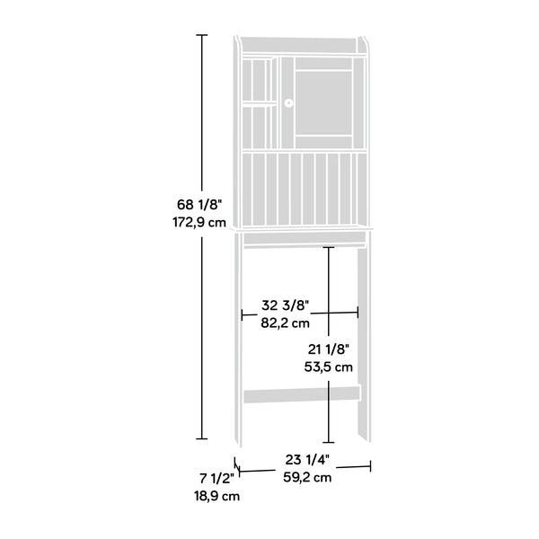 English Elm Etagere, White finish - Moisture-Resistant Engineered Wood Bathroom Shelf with Adjustable Shelves & Cabinet (39.88x15.87) B356P402790