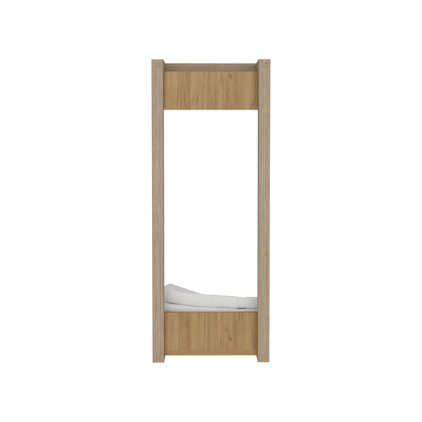 English Elm Arlington Wall Towel Rack with Shelf & Bar, Natural Oak Finish — Space-Saving, Sturdy Storage for Baths B200P362034
