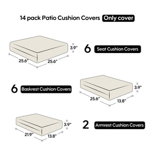 English Elm Cushion Slipcovers 14 Piece Set for Wicker Sectional Patio Sofa Uv Resistant Polyester Grass Green W2911P286665